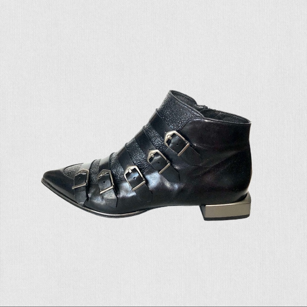 Zinda leather booties square heel no saint laurent